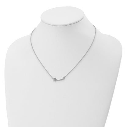14k White Gold Real Diamond Star and Arrow Pendant Necklace