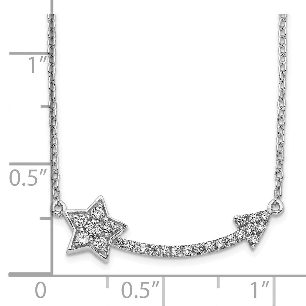 14k White Gold Real Diamond Star and Arrow Pendant Necklace