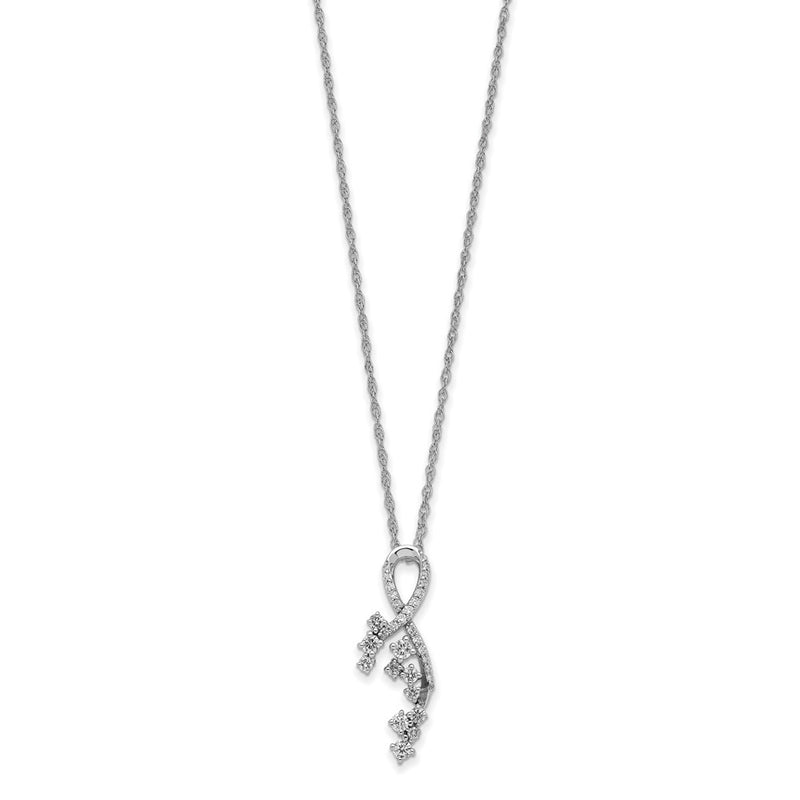 14k White Gold Fancy Florina Real Diamond Chain Slide Necklace