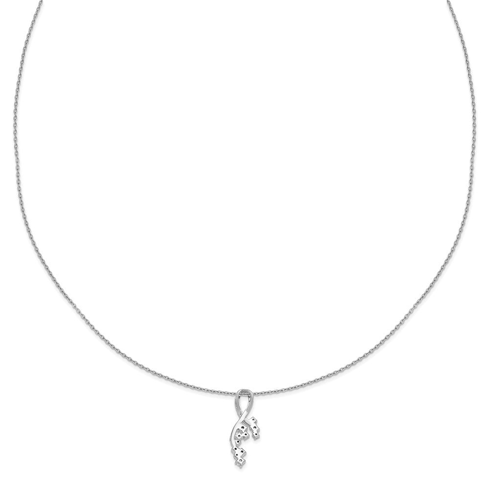 14k White Gold Fancy Florina Real Diamond Chain Slide Necklace