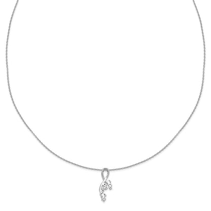 14k White Gold Fancy Florina Real Diamond Chain Slide Necklace