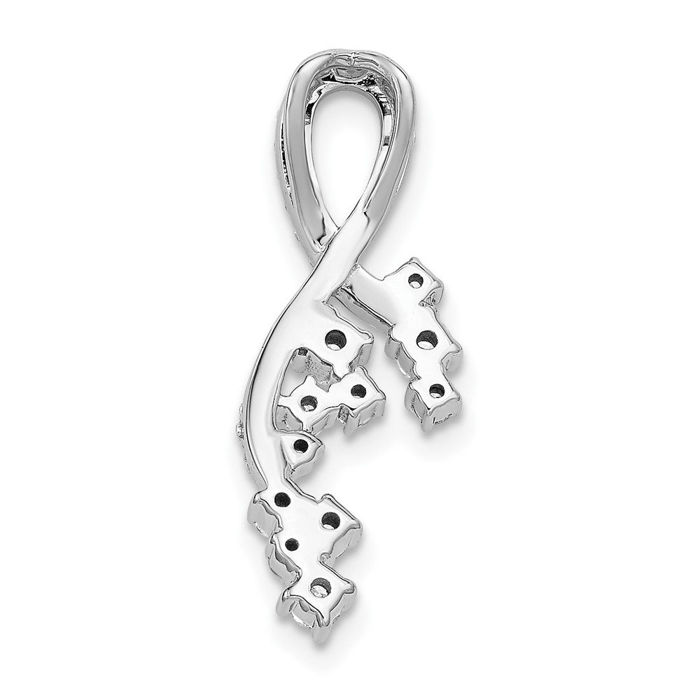 14k White Gold Fancy Florina Real Diamond Chain Slide Necklace