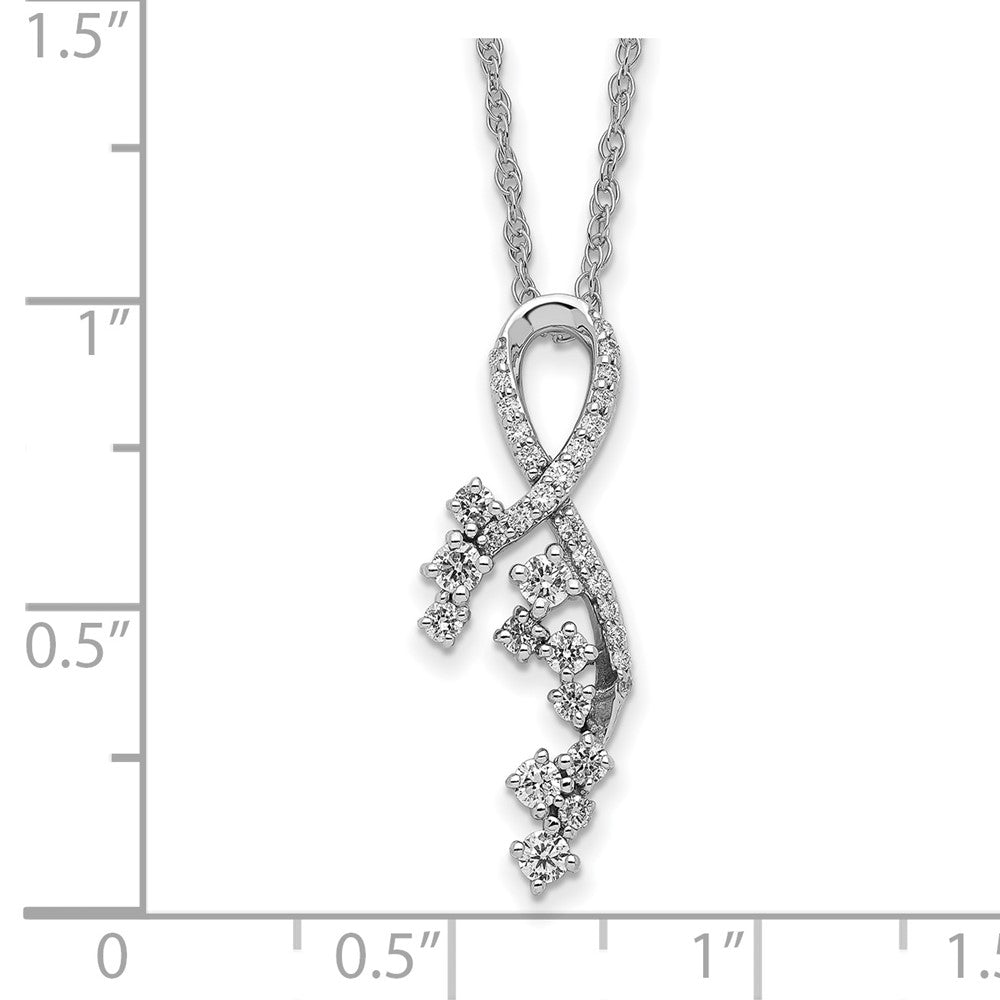 14k White Gold Fancy Florina Real Diamond Chain Slide Necklace