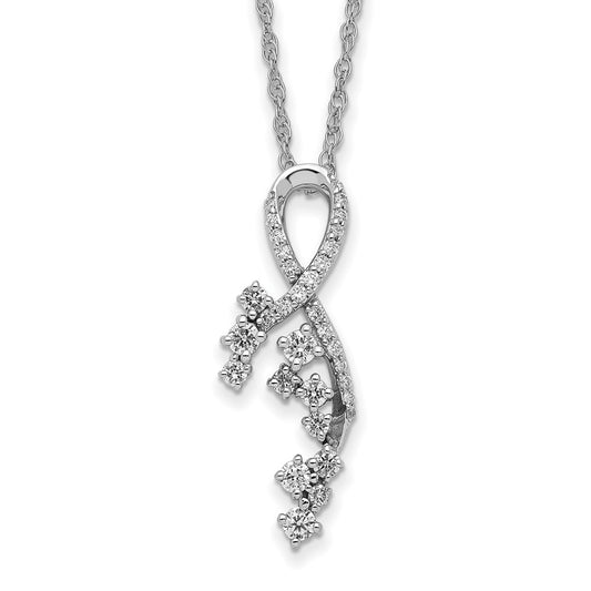 14k White Gold Fancy Florina Real Diamond Chain Slide Necklace