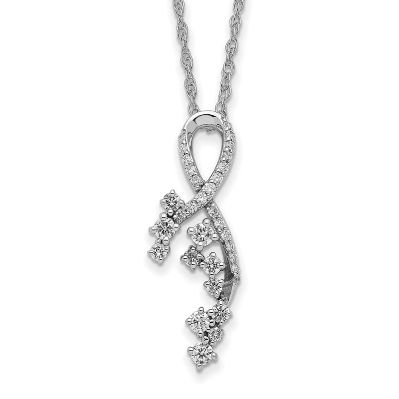 14k White Gold Fancy Florina Real Diamond Chain Slide Necklace