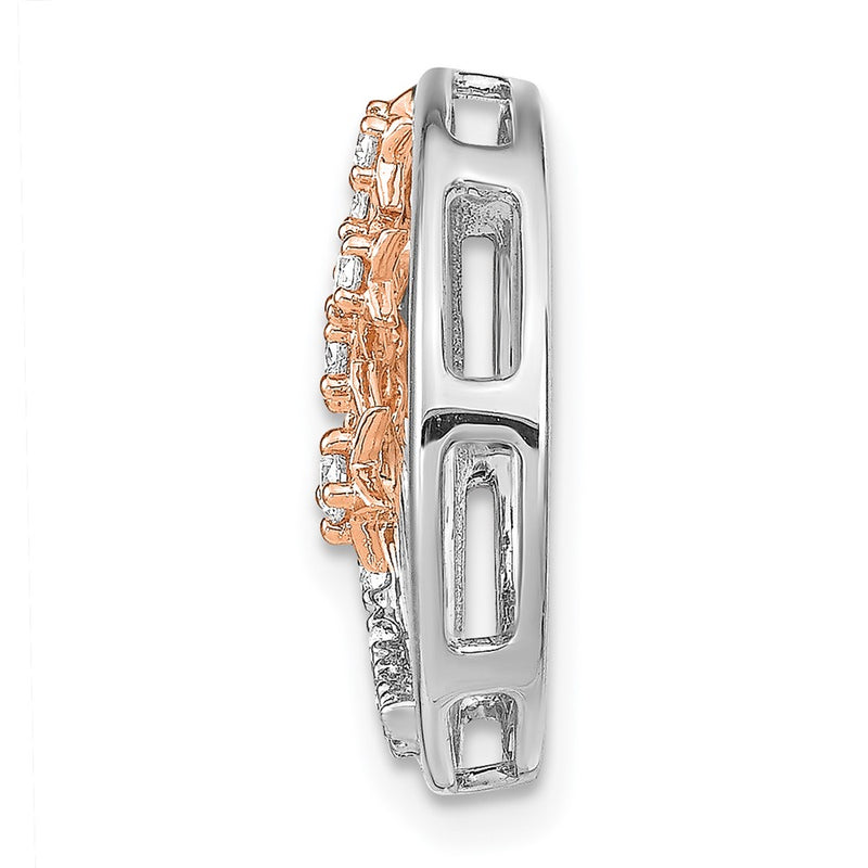 14k Two-tone Gold Moon and Stars Circle Real Diamond Chain Slide