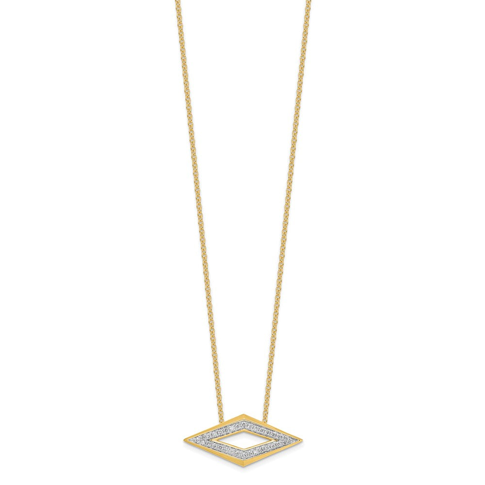 14K Yellow Gold Polished Fancy Real Diamond 18in Necklace