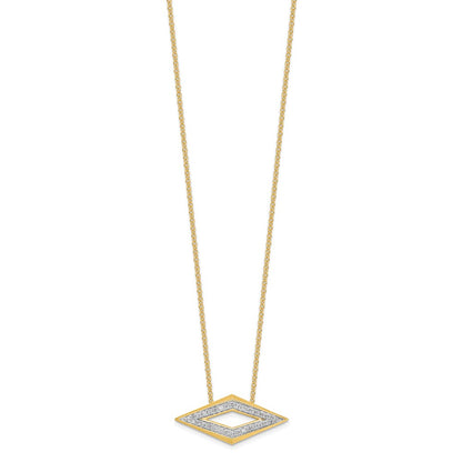 14K Yellow Gold Polished Fancy Real Diamond 18in Necklace