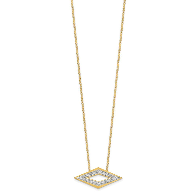 14K Yellow Gold Polished Fancy Real Diamond 18in Necklace