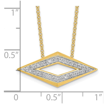 14K Yellow Gold Polished Fancy Real Diamond 18in Necklace