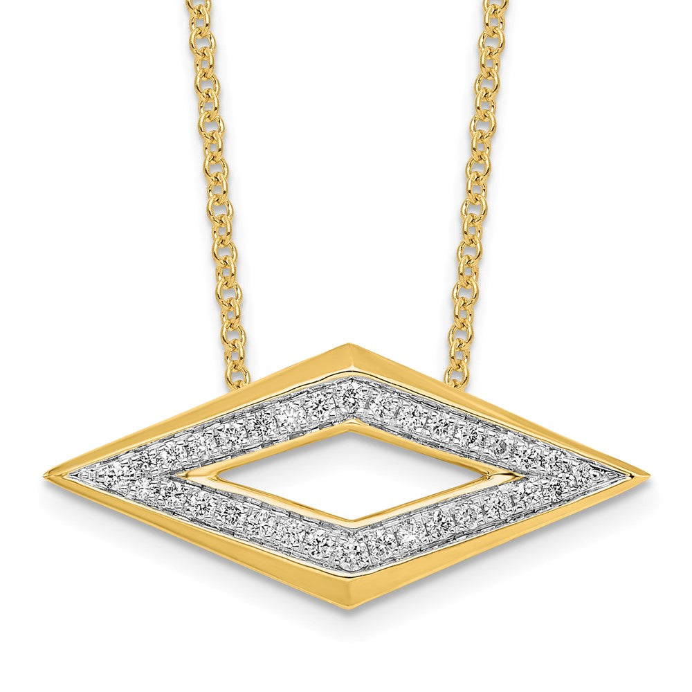 14K Yellow Gold Polished Fancy Real Diamond 18in Necklace
