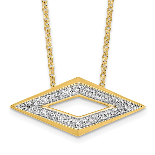 14K Yellow Gold Polished Fancy Real Diamond 18in Necklace