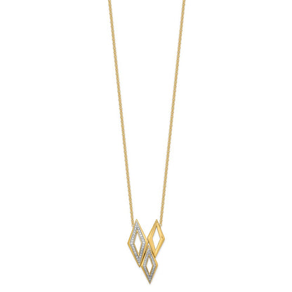 14K Yellow Gold Polished Fancy Real Diamond 18in Necklace