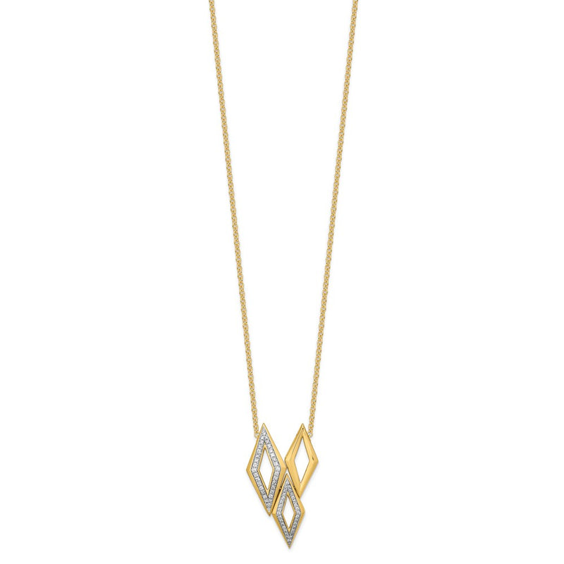 14K Yellow Gold Polished Fancy Real Diamond 18in Necklace