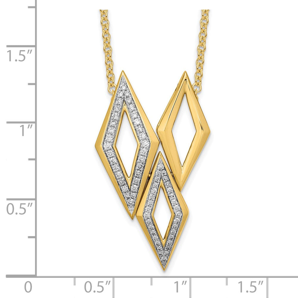 14K Yellow Gold Polished Fancy Real Diamond 18in Necklace