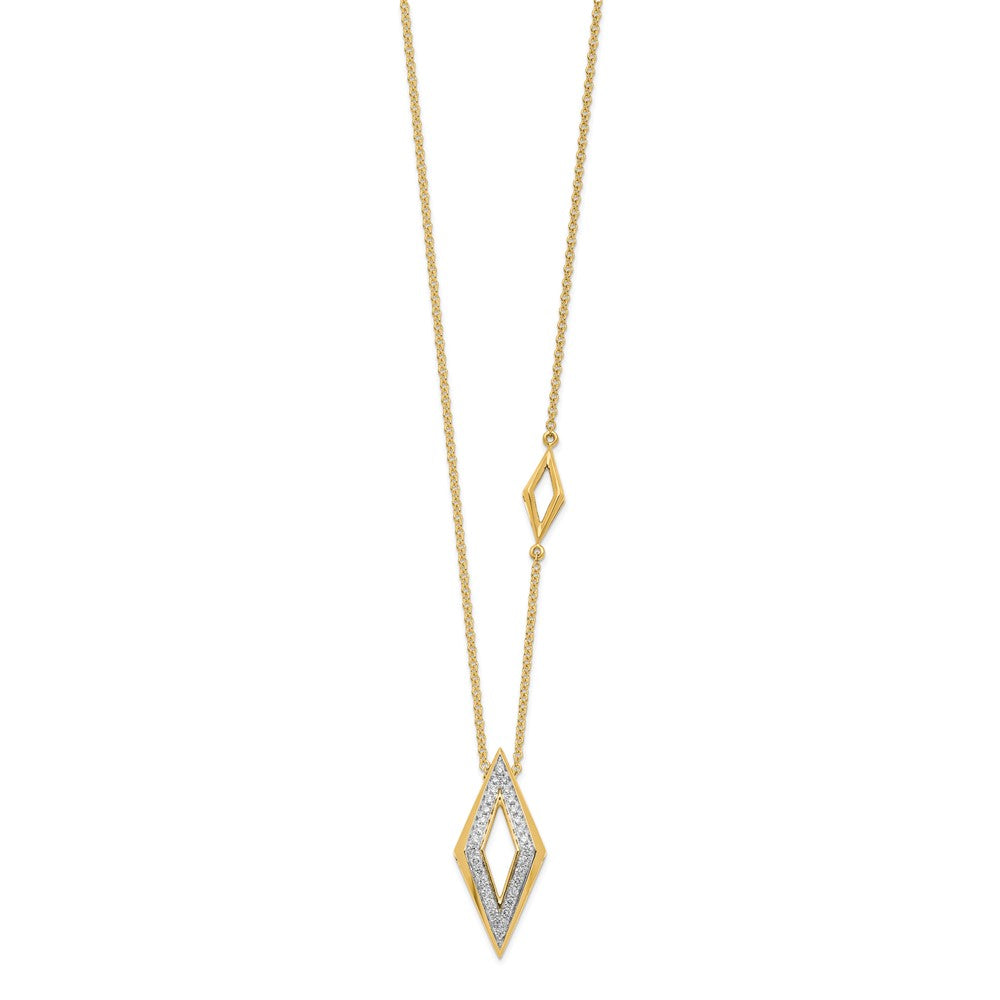 14K Yellow Gold Polished Fancy Real Diamond 18in Necklace
