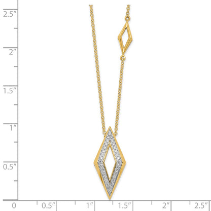 14K Yellow Gold Polished Fancy Real Diamond 18in Necklace