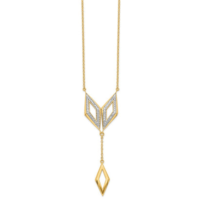 14K Yellow Gold Polished Dangle Fancy Real Diamond 18in Necklace