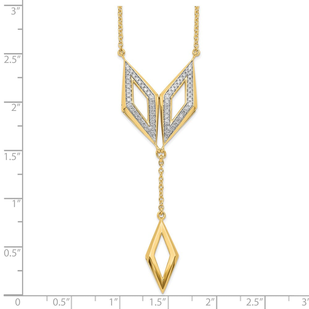 14K Yellow Gold Polished Dangle Fancy Real Diamond 18in Necklace