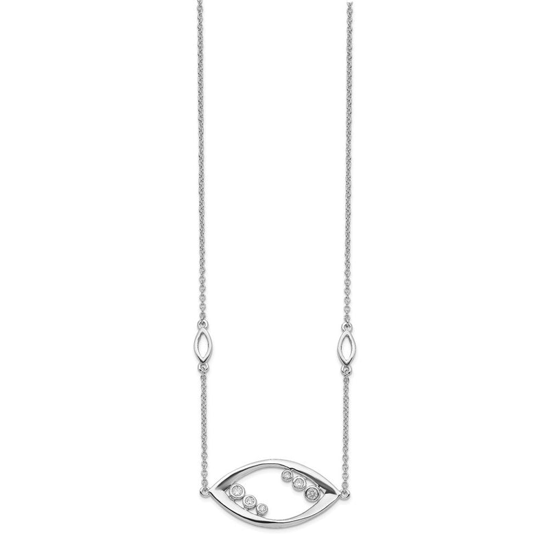 14k White Gold Fancy Real Diamond 18in Necklace