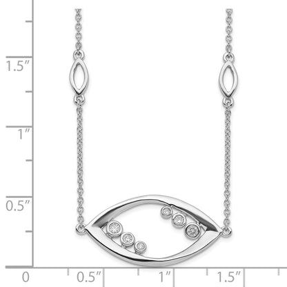 14k White Gold Fancy Real Diamond 18in Necklace