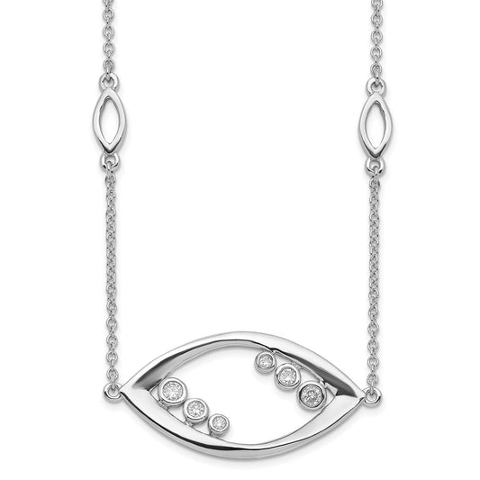 14k White Gold Fancy Real Diamond 18in Necklace