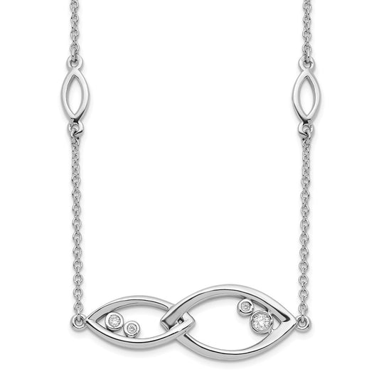14k White Gold Fancy Real Diamond 18in Necklace