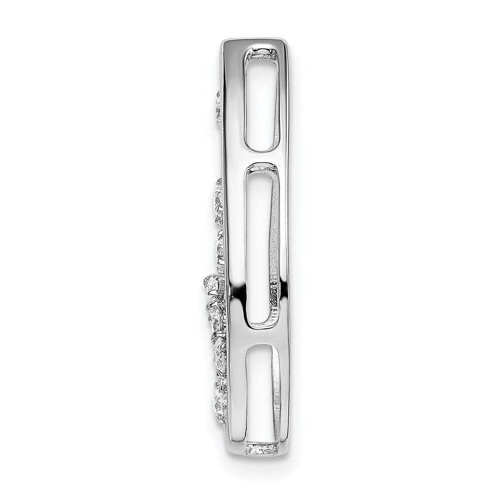 14k White Gold Polished Teardrop Real Diamond Chain Slide