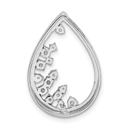 14k White Gold Polished Teardrop Real Diamond Chain Slide