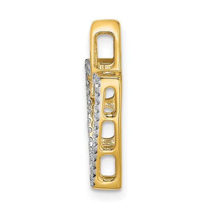 14K Yellow Gold Polished Double Triangle Real Diamond Chain Slide