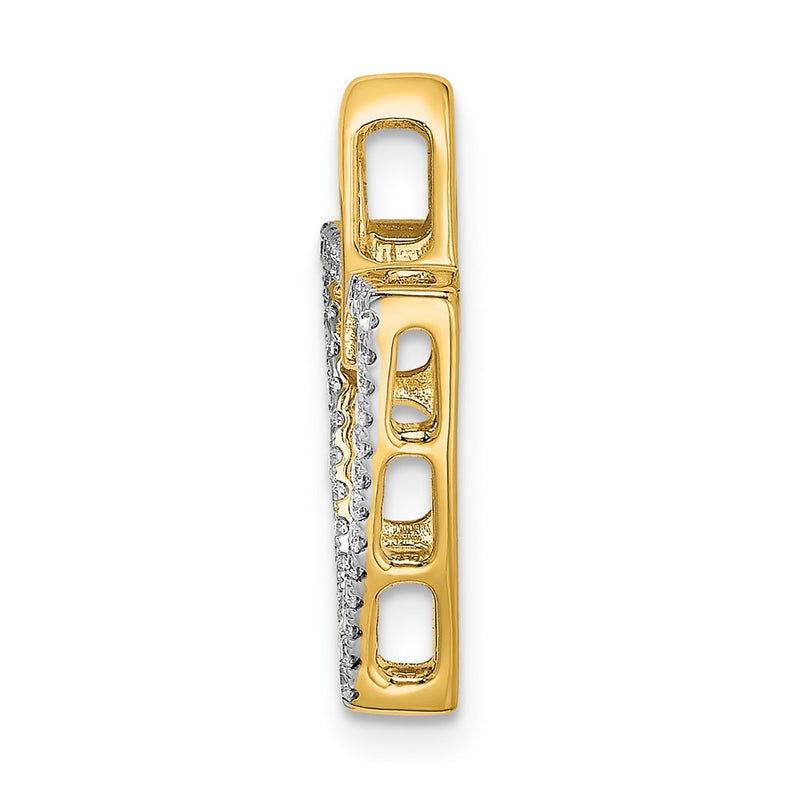 14K Yellow Gold Polished Double Triangle Real Diamond Chain Slide