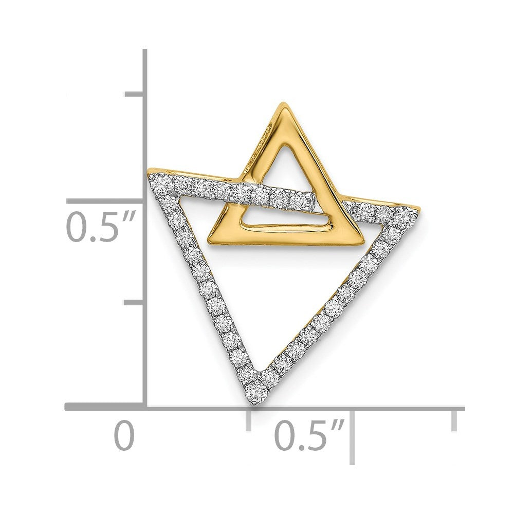 14K Yellow Gold Polished Double Triangle Real Diamond Chain Slide