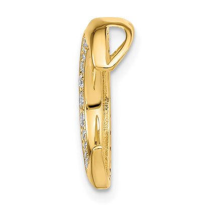 14K Yellow Gold Polished Moon Sapphire and Real Diamond Chain Slide