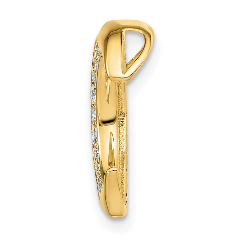 14K Yellow Gold Polished Moon Sapphire and Real Diamond Chain Slide