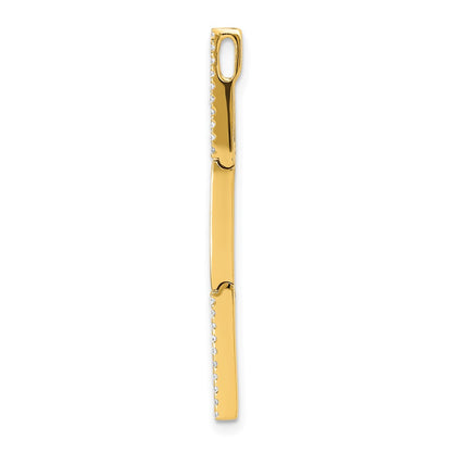 14K Yellow Gold Polished Rectangle Link Real Diamond Chain Slide Pendant