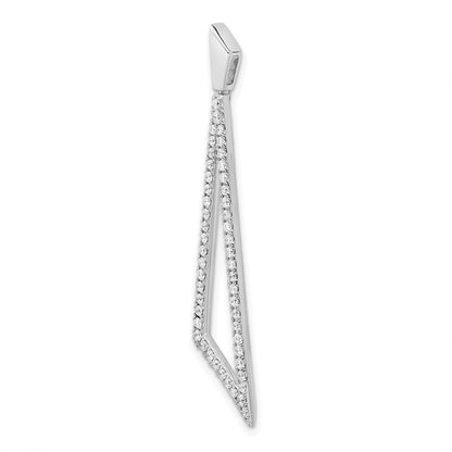 14k White Gold Real Diamond Triangle Pendant