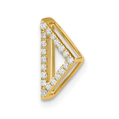 14K Yellow Gold Polished Real Diamond Triangle Chain Slide