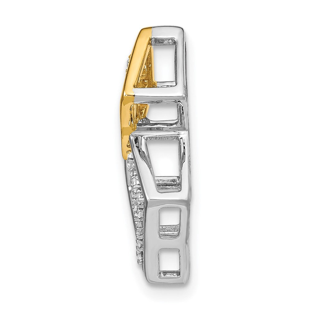 14k Two-Tone Gold Polished Double Square Real Diamond Chain Slide