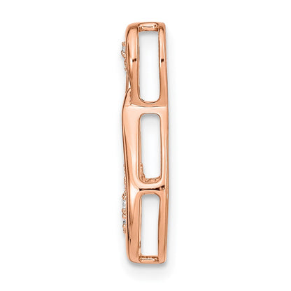 14k Rose Gold Polished Real Diamond Double Teardrop Chain Slide