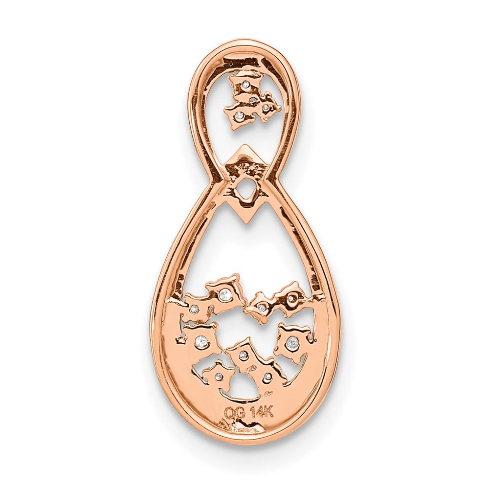 14k Rose Gold Polished Real Diamond Double Teardrop Chain Slide