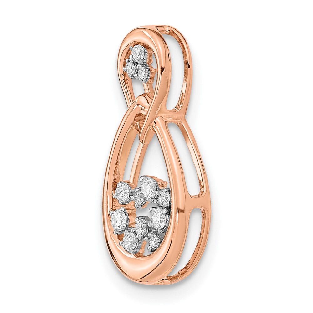14k Rose Gold Polished Real Diamond Double Teardrop Chain Slide