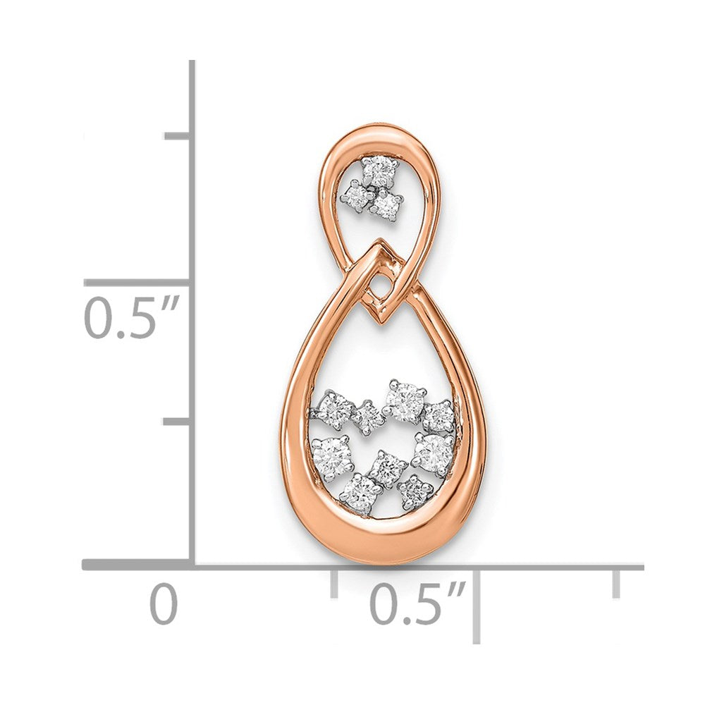 14k Rose Gold Polished Real Diamond Double Teardrop Chain Slide