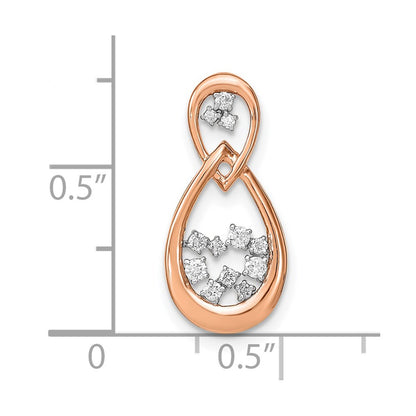 14k Rose Gold Polished Real Diamond Double Teardrop Chain Slide