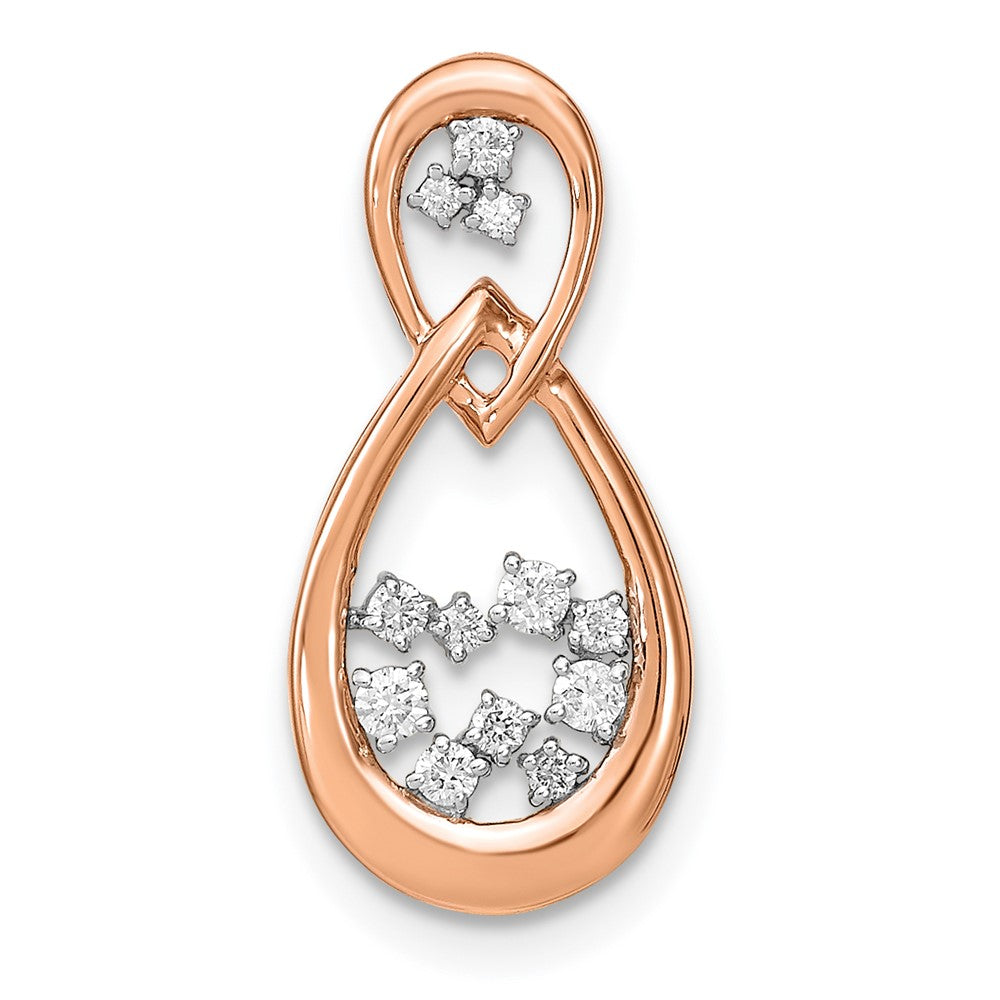 14k Rose Gold Polished Real Diamond Double Teardrop Chain Slide