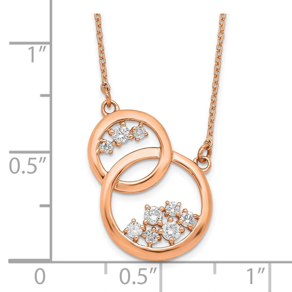 14k Rose Gold Polished Real Diamond Double Circle 18in Necklace