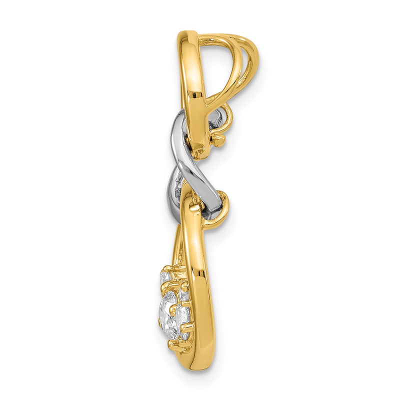 14k Two-Tone Gold Polished Real Diamond Triple Circle Chain Slide