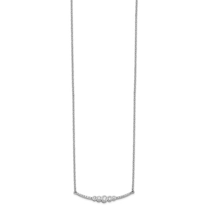 14k White Gold Polished Real Diamond Bezel Set Bar 18in Necklace