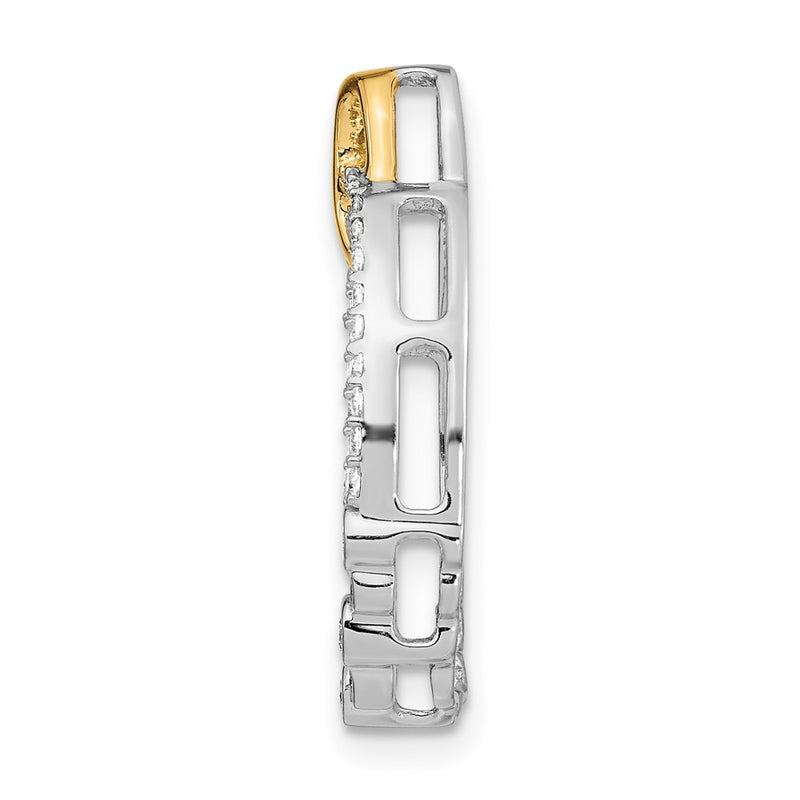 14k Two-Tone Gold Polished Real Diamond Oval Chain Slide