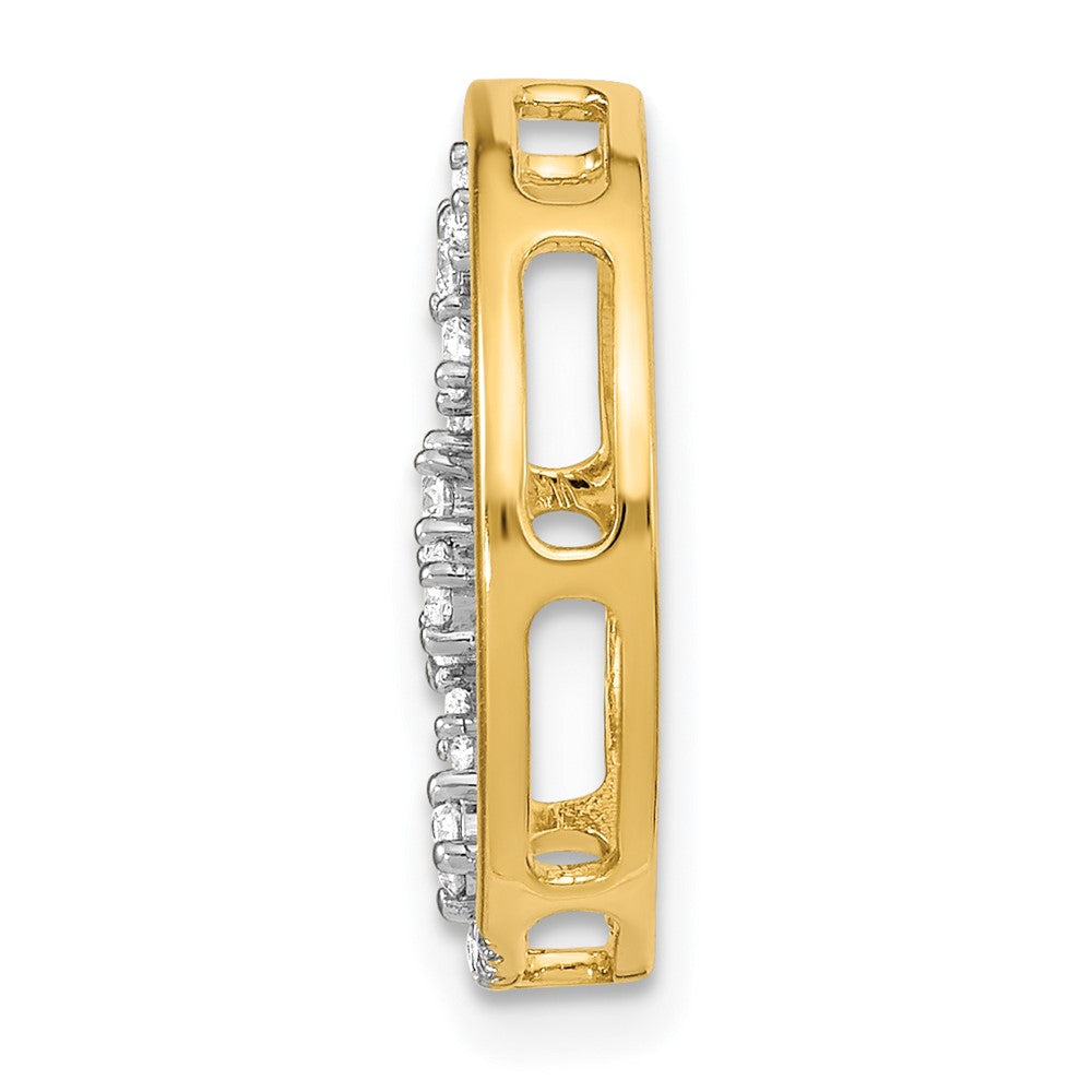 14K Yellow Gold Polished Real Diamond Dangle Circle Chain Slide