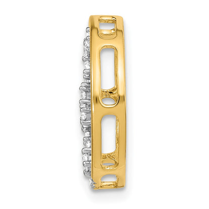 14K Yellow Gold Polished Real Diamond Dangle Circle Chain Slide